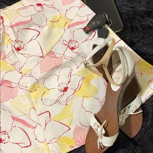 George Yellow & Pink Floral Stretch Mini Skirt 12